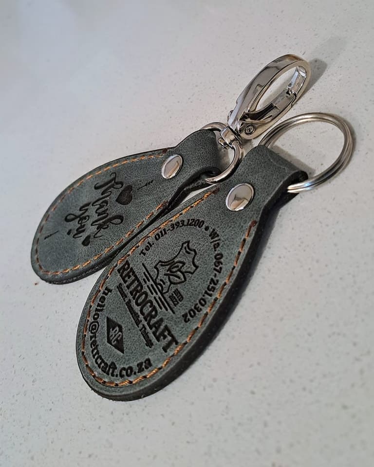 Engraved leather keyrings